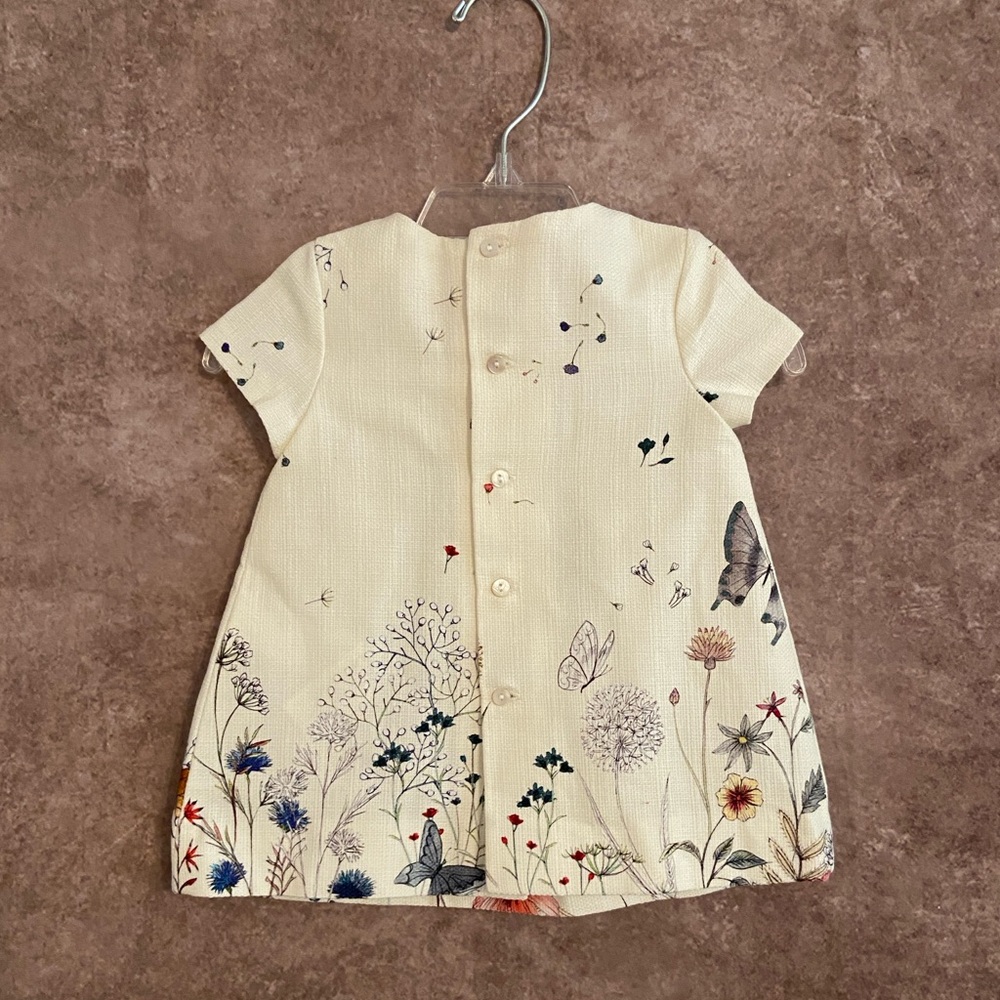 Zara~Baby Girl Collection~Beautiful baby dress 3-6 months~Beige floral/butterfly - Picture 2 of 3